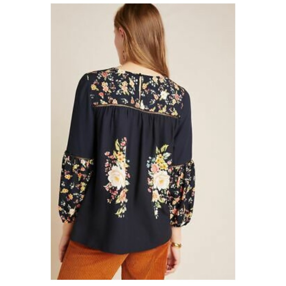 FARM Rio Navy Floral Puff-Sleeve Blouse - Picture 4 of 5